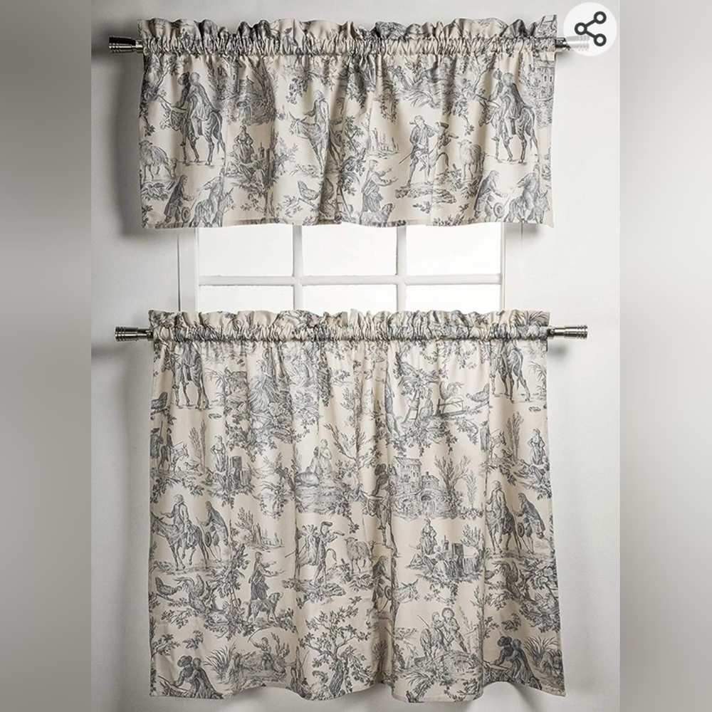 Café Door Curtin and Valance French Farmhouse Chinoiserie